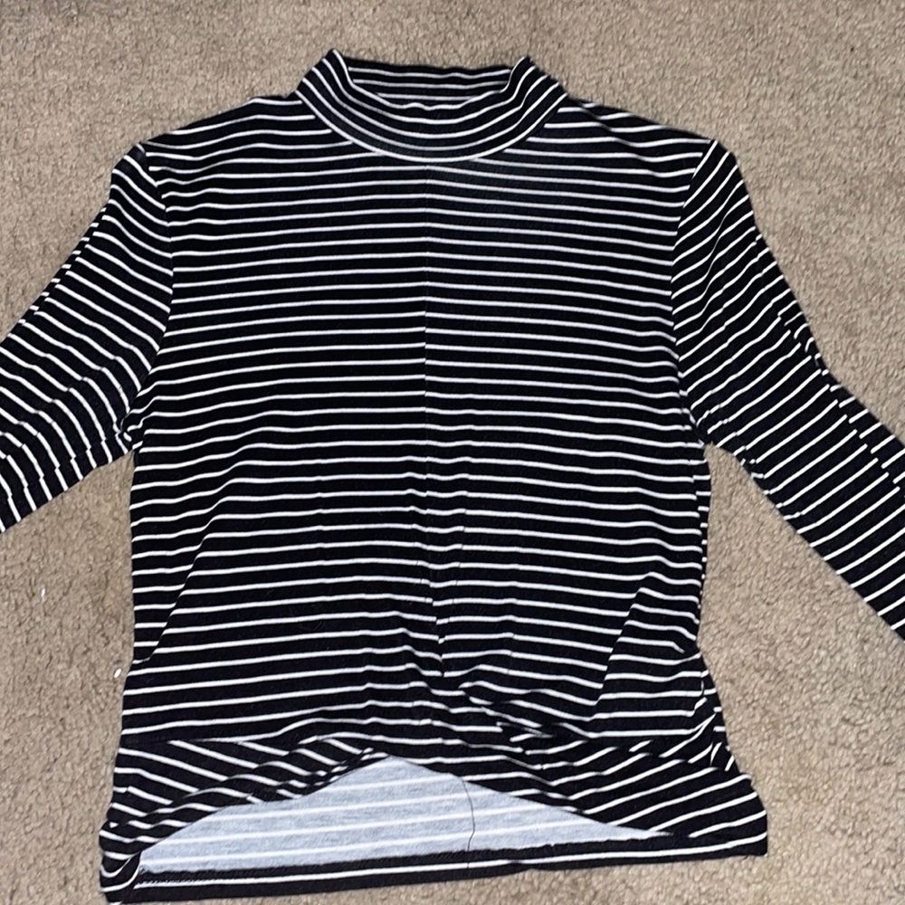 Long Sleeve black and white stripped turtleneck
